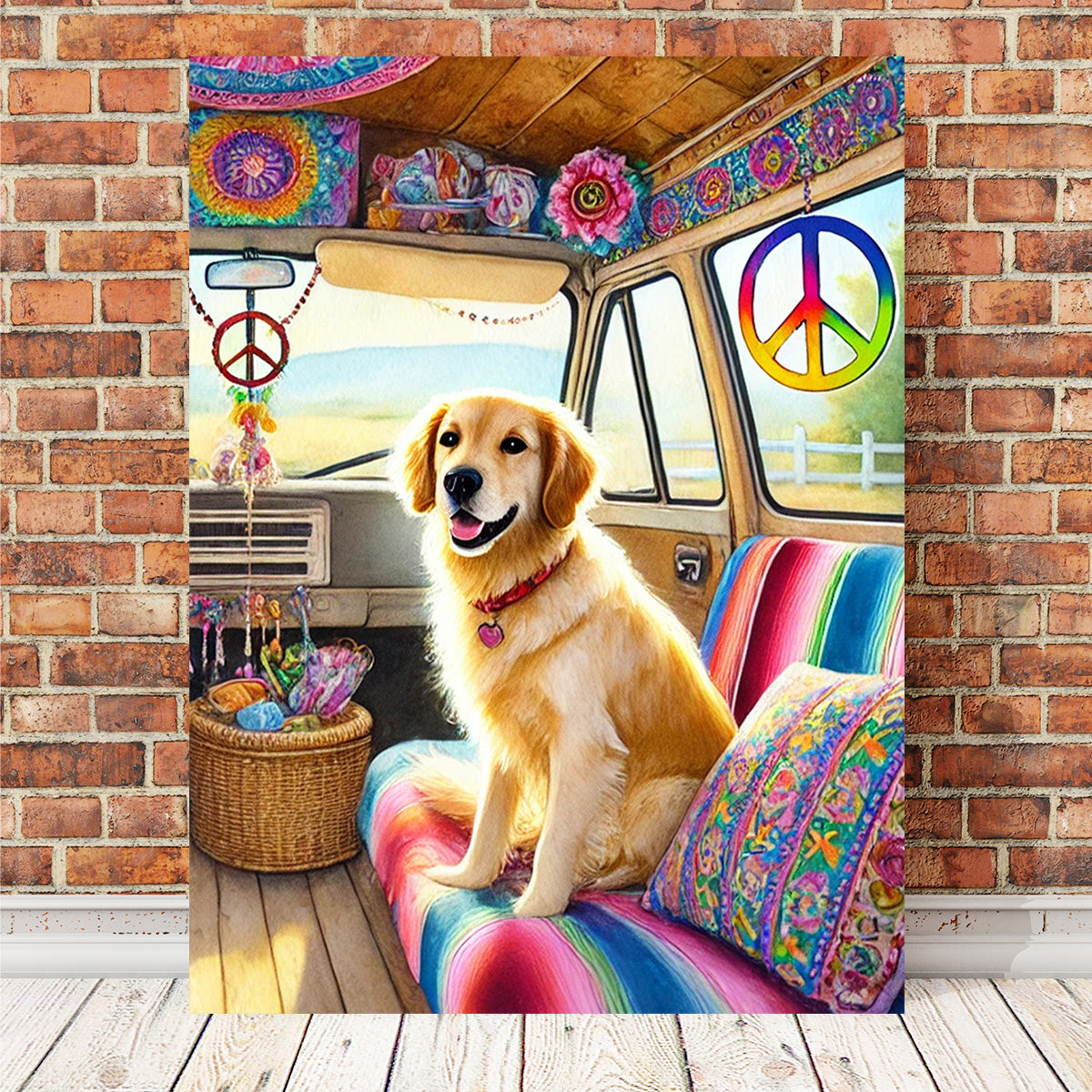 Chic Hippie Dog Wall Art for Trendy Home Decor