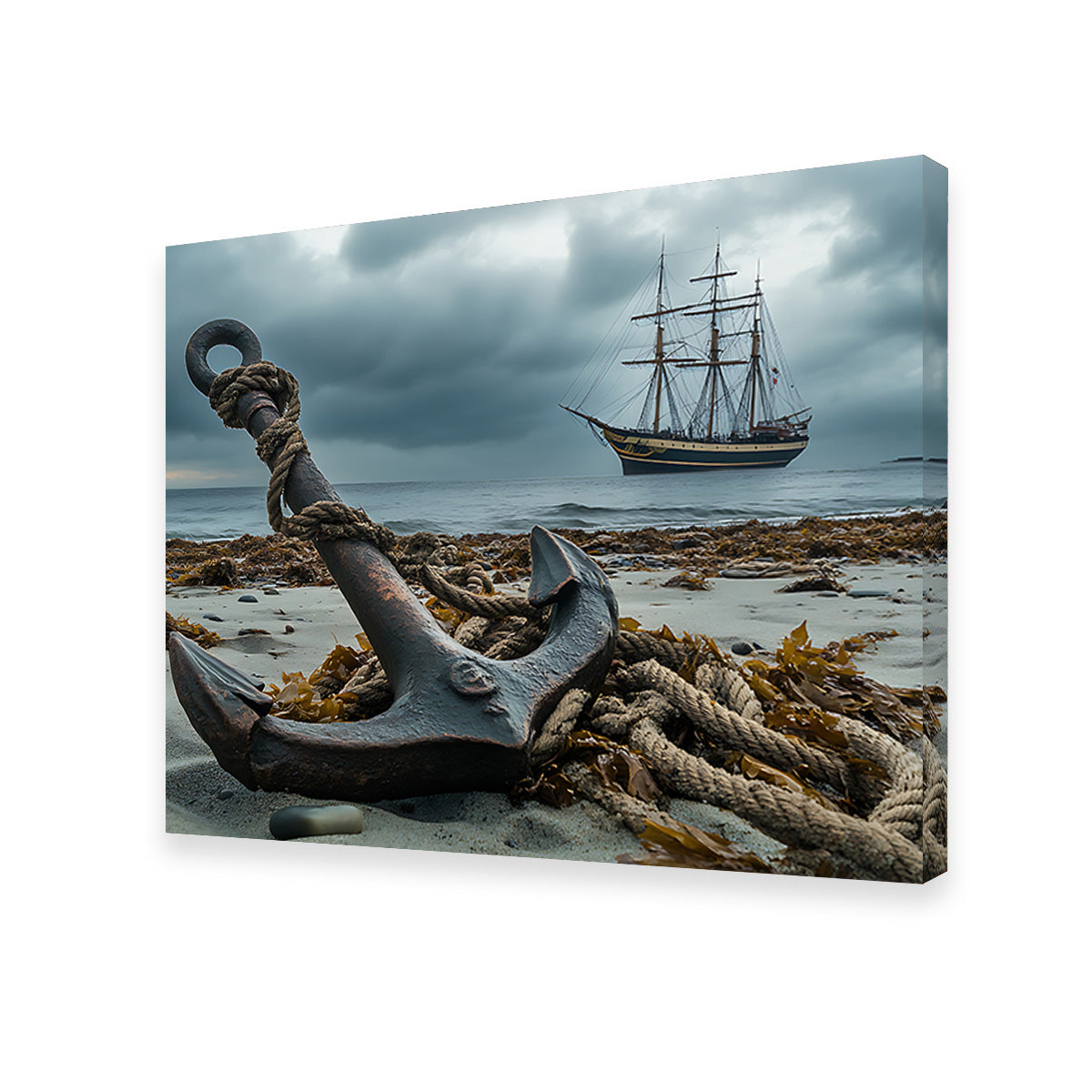 Stunning Rustic Anchor on Sandy Beach Wall Art for Coastal Decor