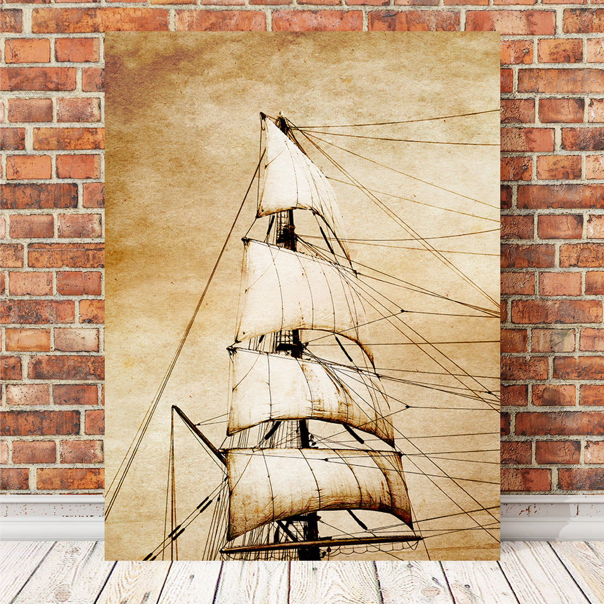 Exquisite Sails on Old Paper Wall Art for Home Decor