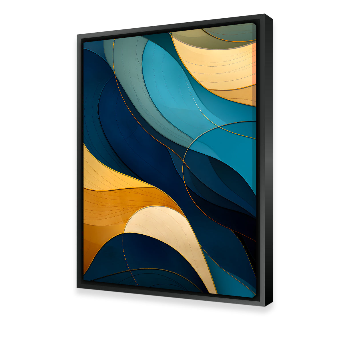 Abstract Blue Gold Waves 42 Wall Art - Stunning Sustainable Canvas Print