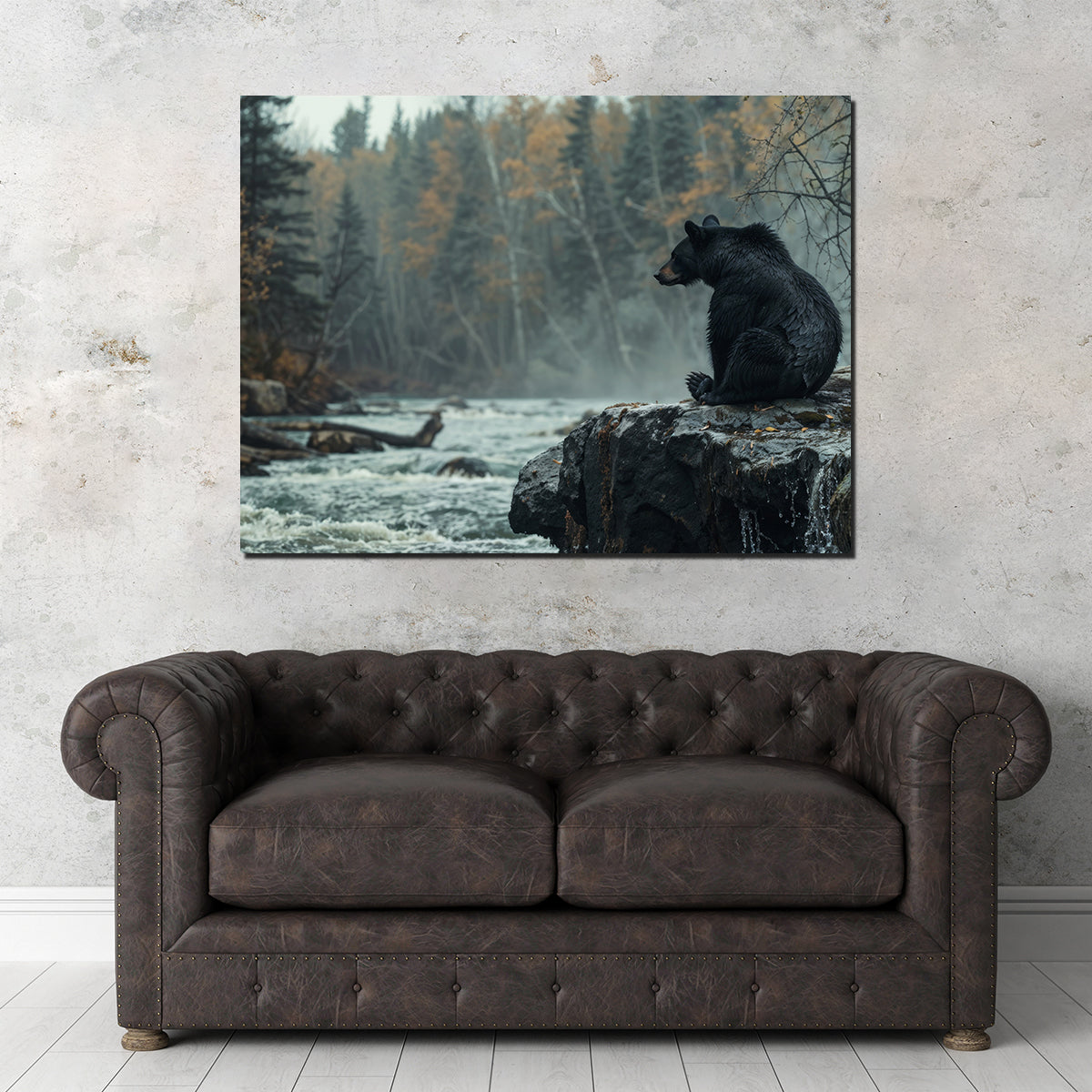Stunning Black Bear River Wall Art for Home Decor