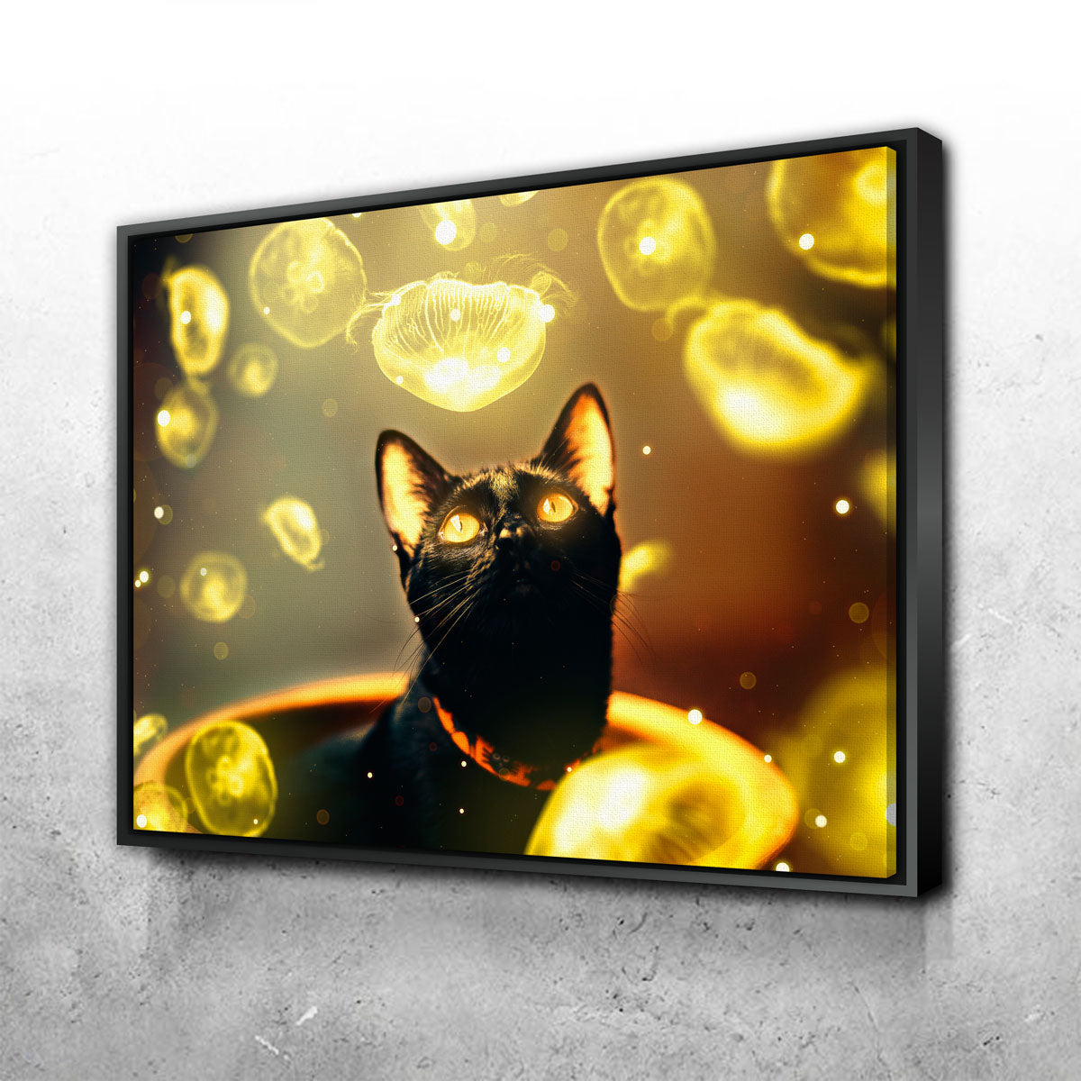 Stunning Black Cat With Jellyfish Wall Art by Manuel Luces
