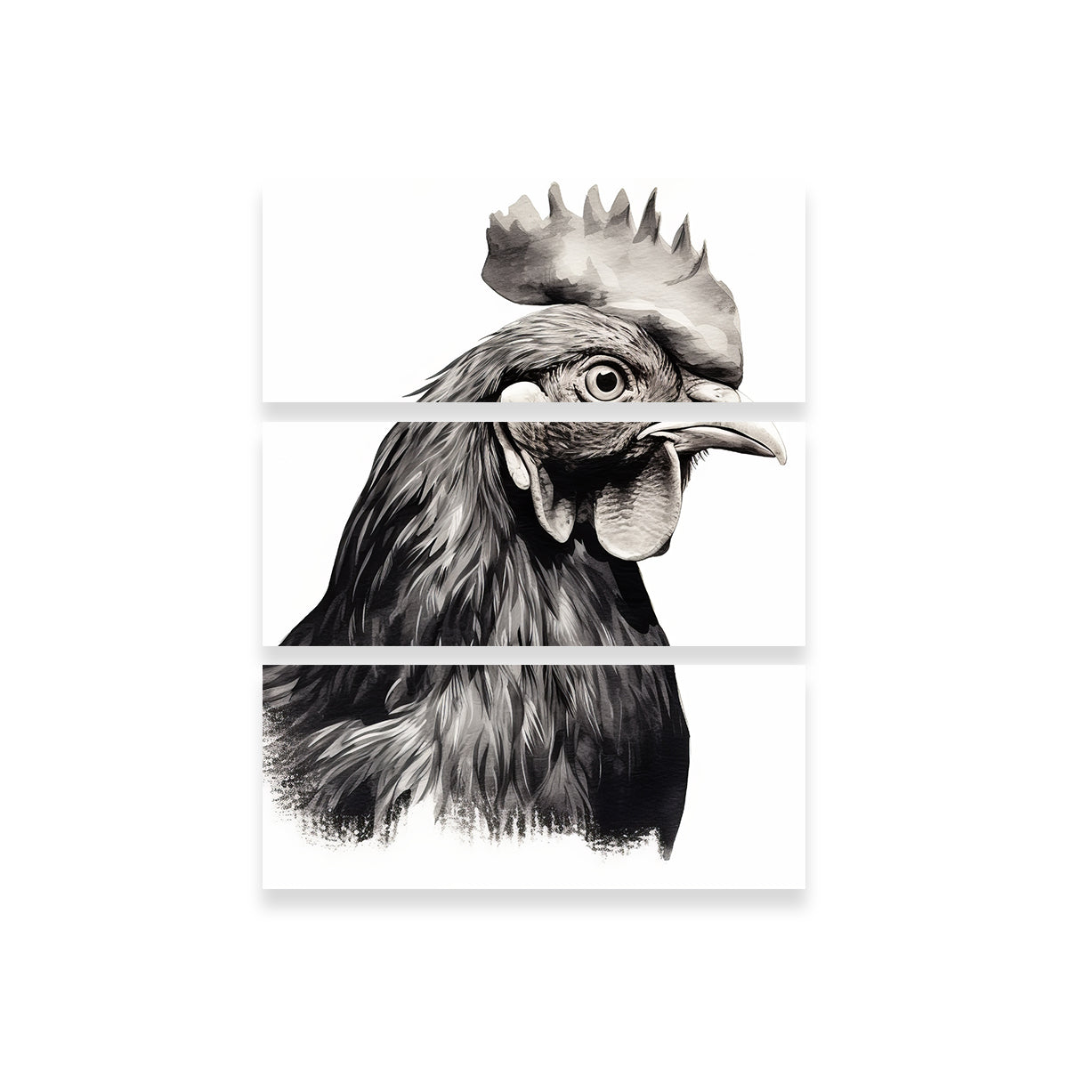 Stunning Rooster Head Grayscale Wall Art for Your Home Decor