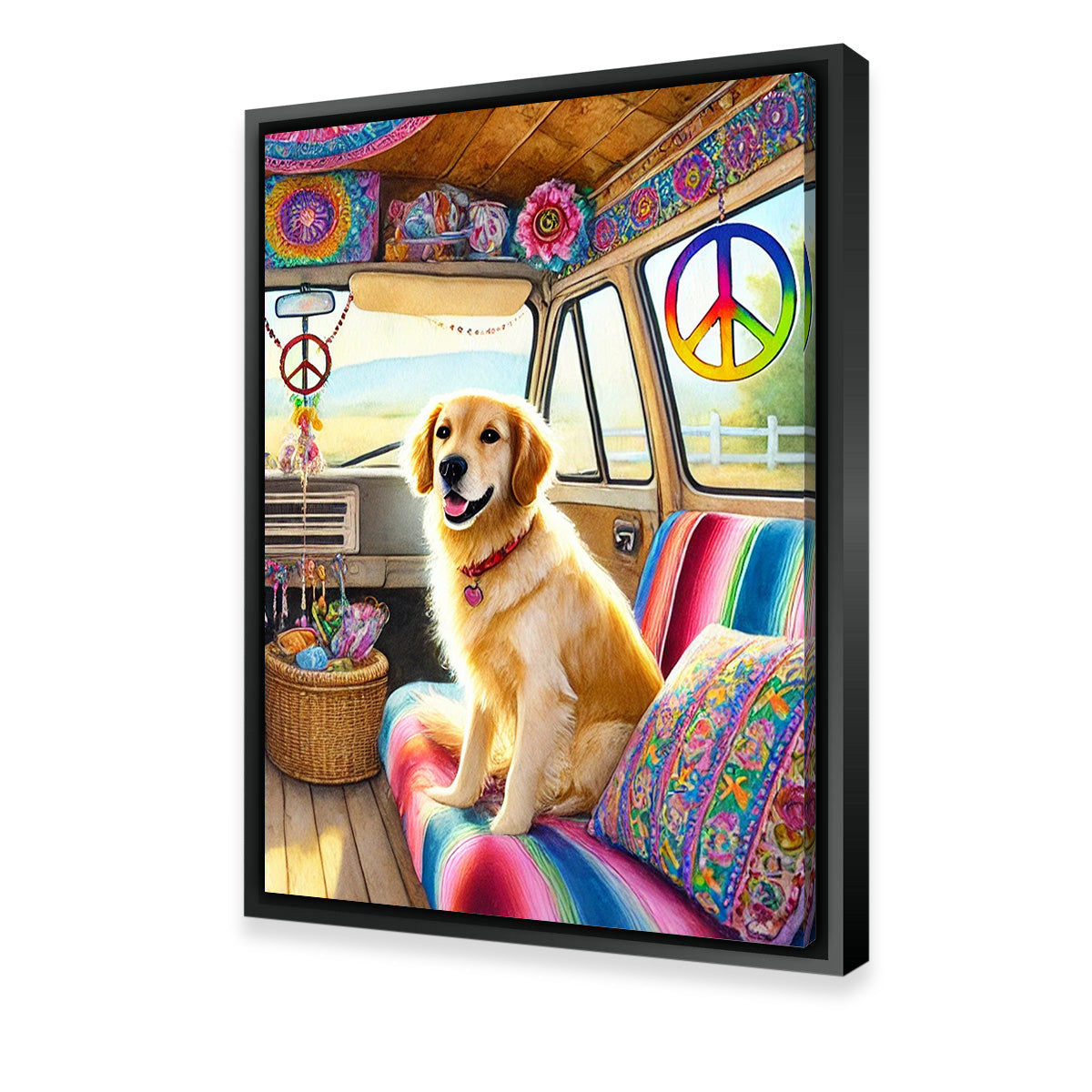 Chic Hippie Dog Wall Art for Trendy Home Decor