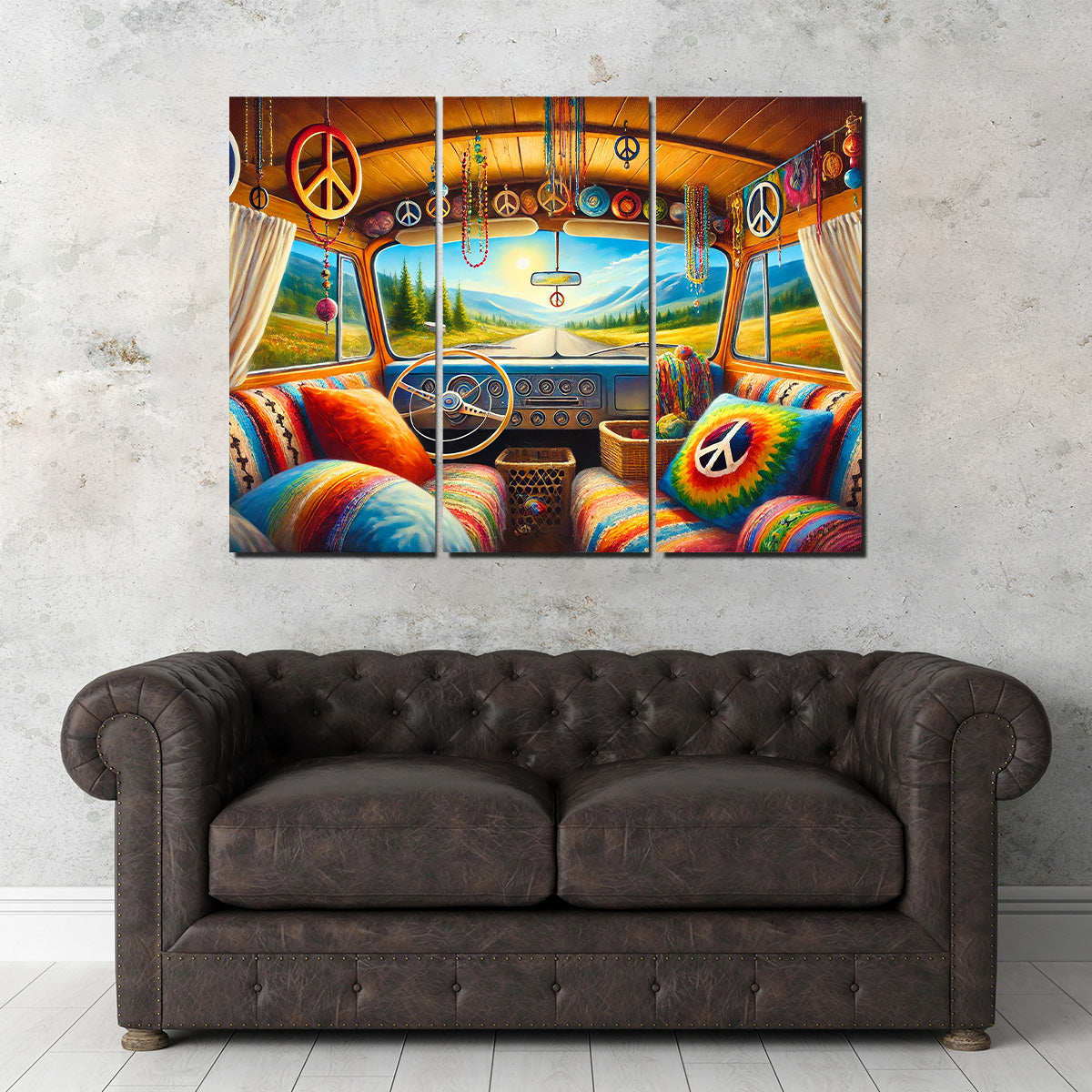 Vibrant Hippie Van Interior Wall Art for Stunning Decor