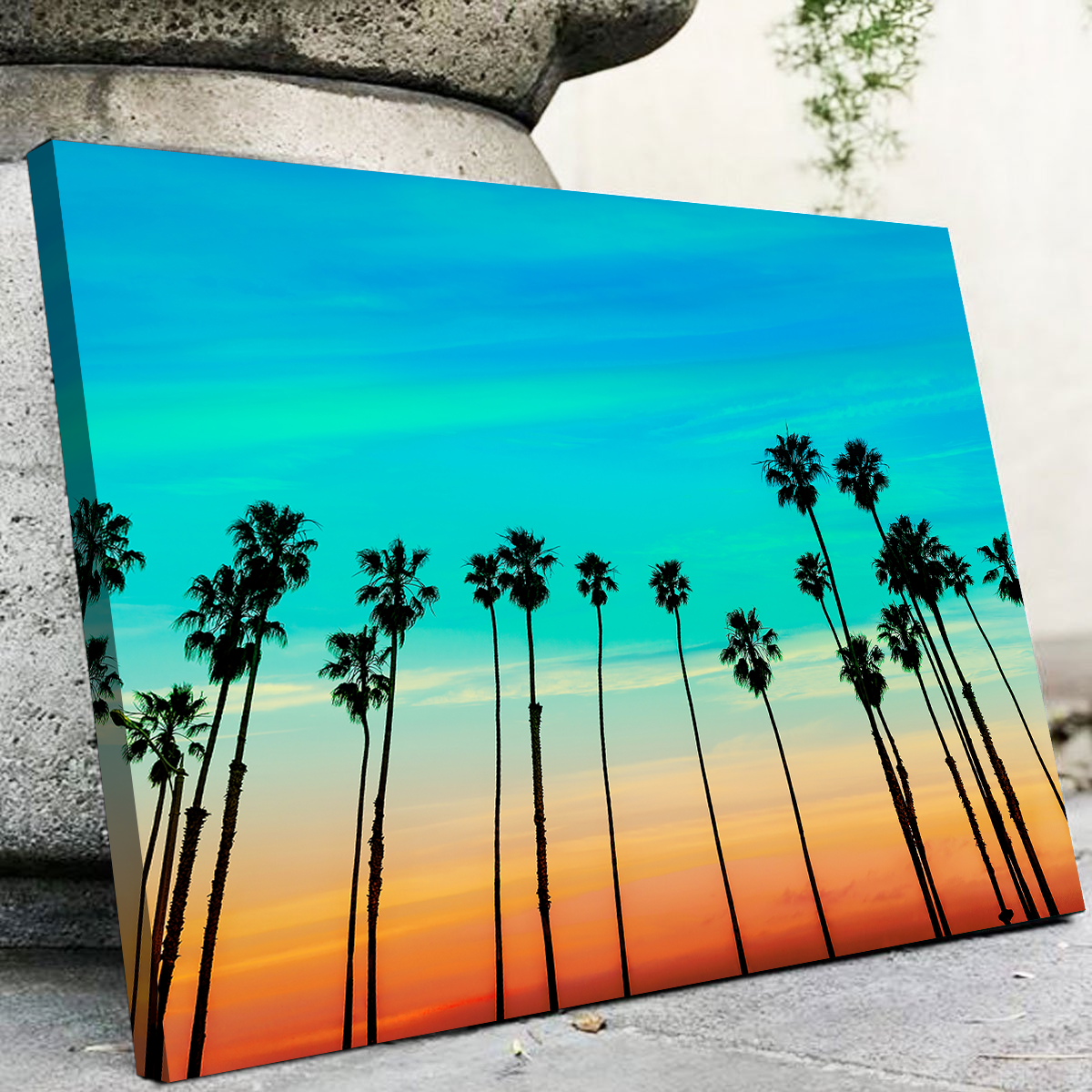 Gorgeous Palm Tree Sunset Santa Barbara Wall Art for Stunning Home Decor