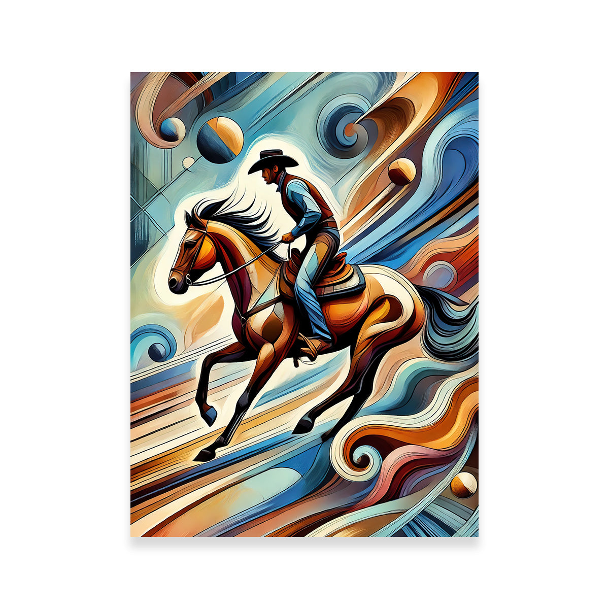 Stunning Abstract Cowboy & Horse Wall Art for Home Decor