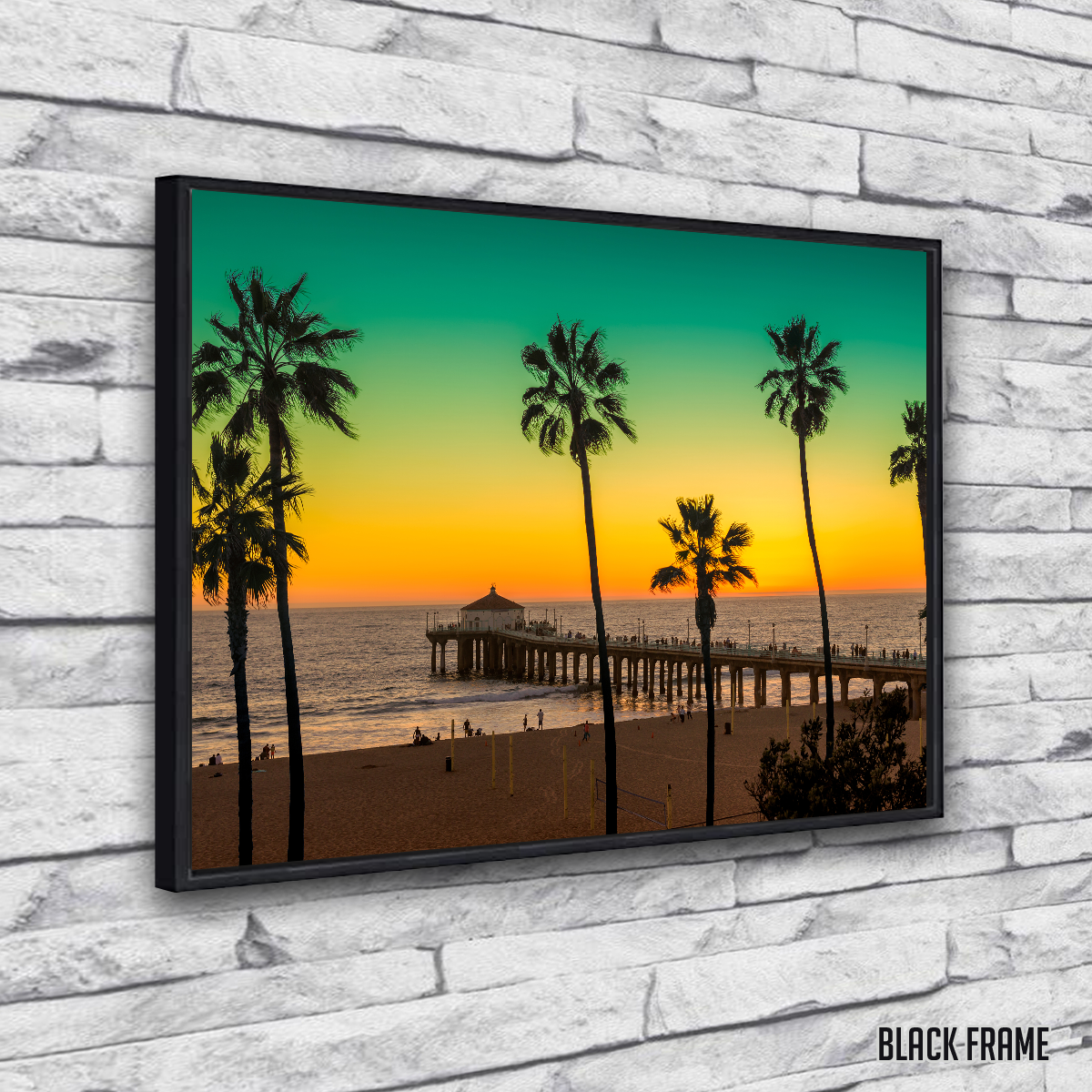 Exquisite Palm Trees and Pier on Manhattan Beach Wall Art for Stunning Home Decor
