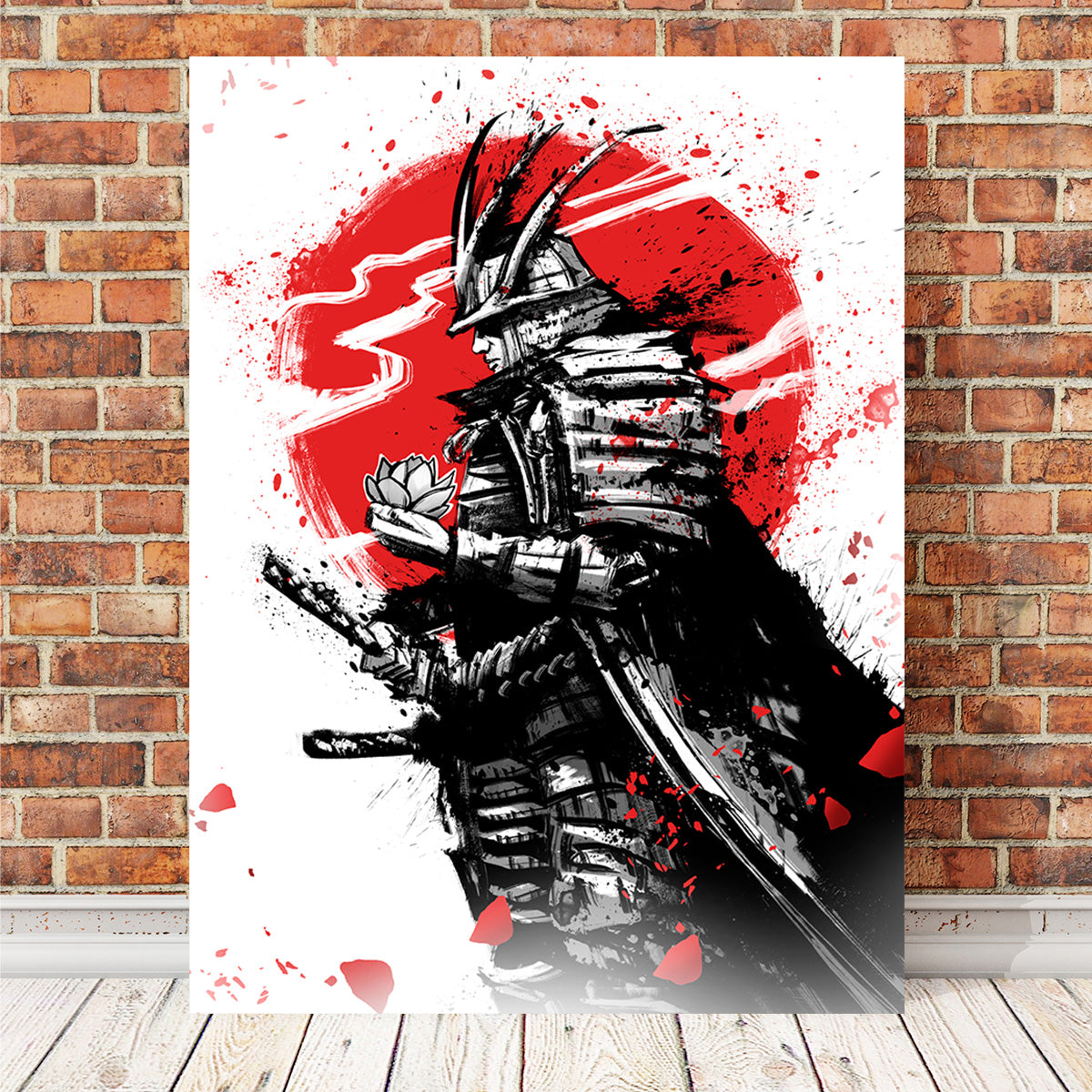 Stunning Samurai in Armor and Helmet Wall Art for Home Decor