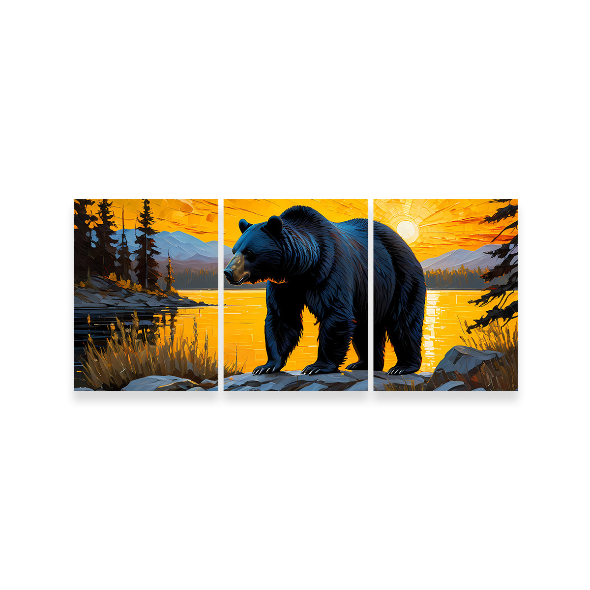 Stunning Black Bear Sunset Wall Art for Home Decor