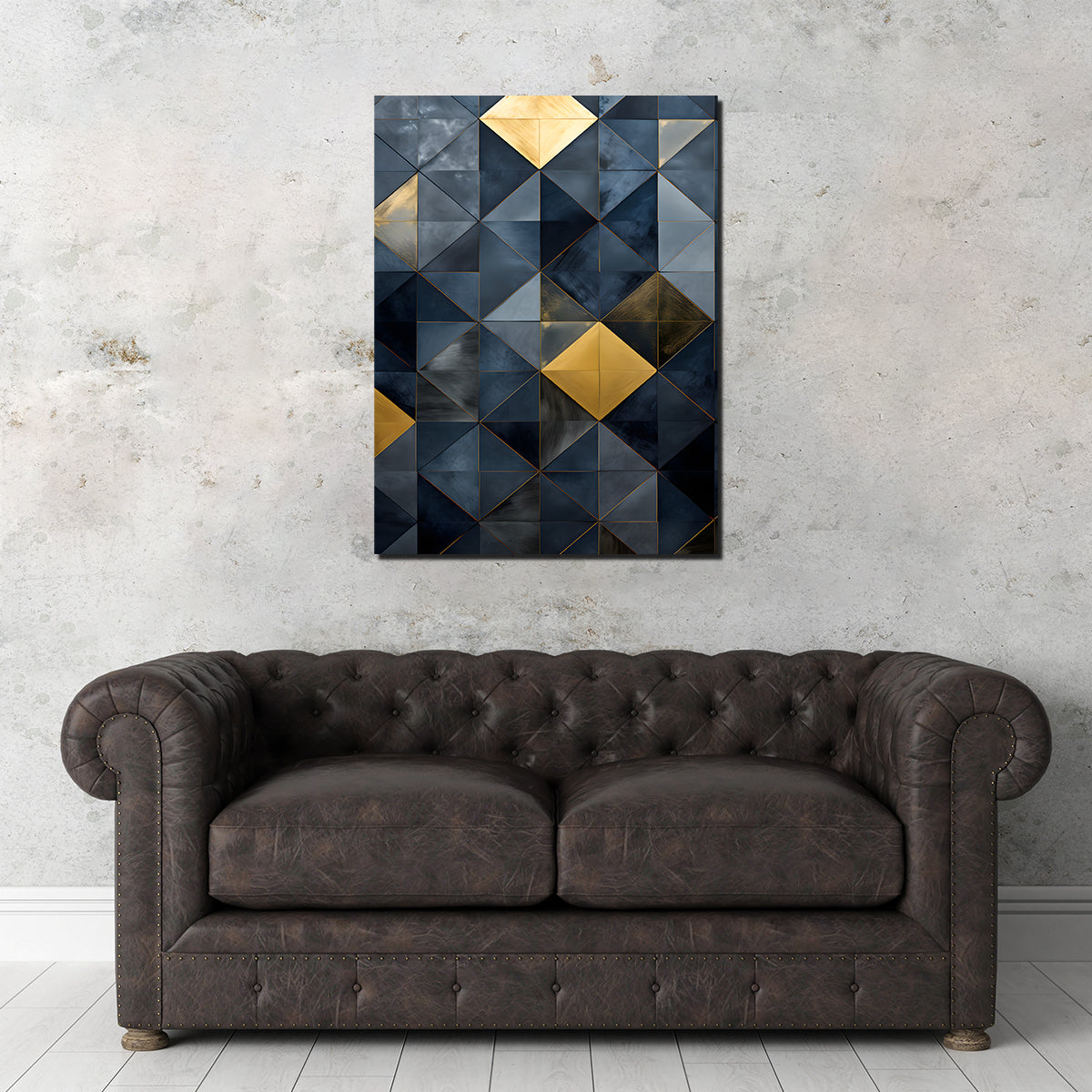 Stunning Abstract - Blue Gold Shapes 23 Wall Art for Modern Interiors