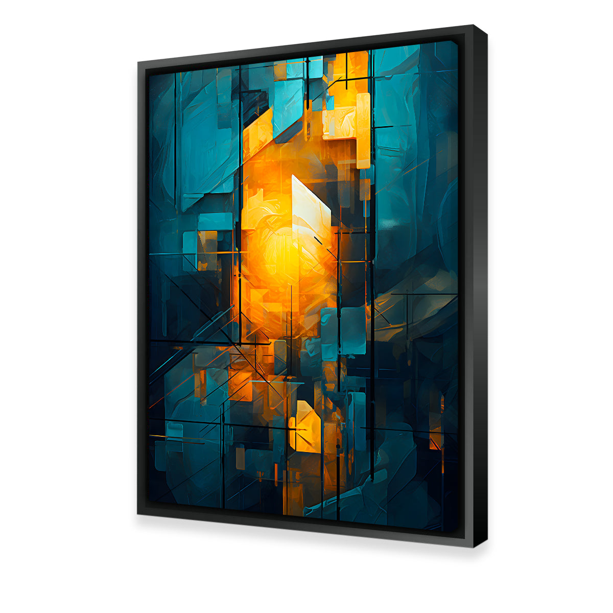 Eye - catching Abstract Blue Orange Shapes 26 Wall Art for Modern Decor