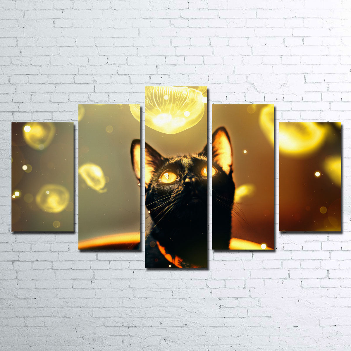 Stunning Black Cat With Jellyfish Wall Art by Manuel Luces