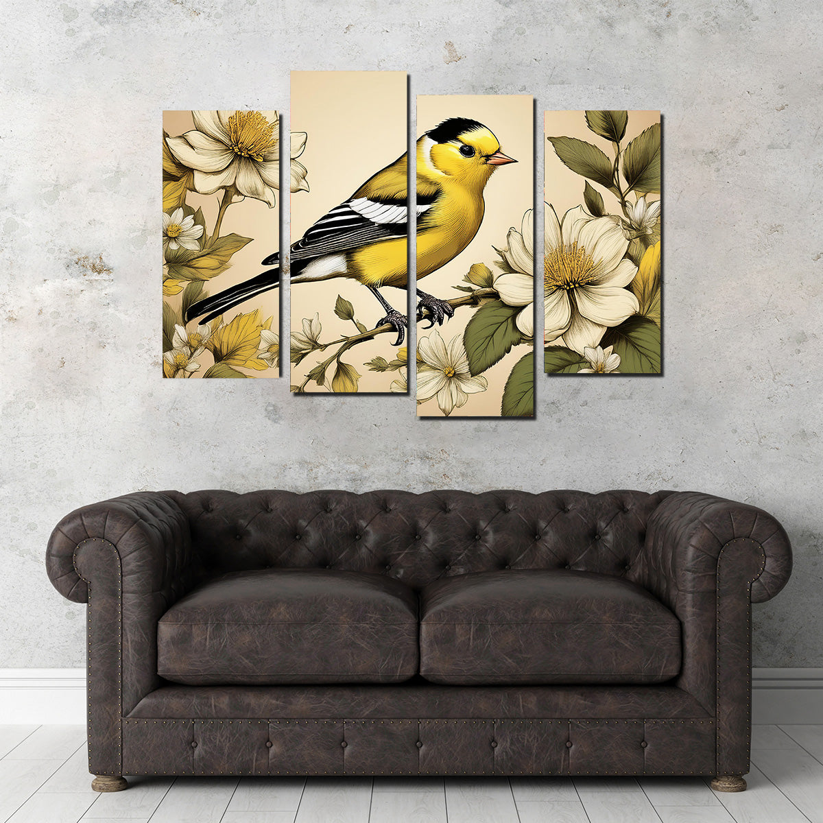 Stunning JJ Audubon's Style American Goldfinch Wall Art for Your Home Decor
