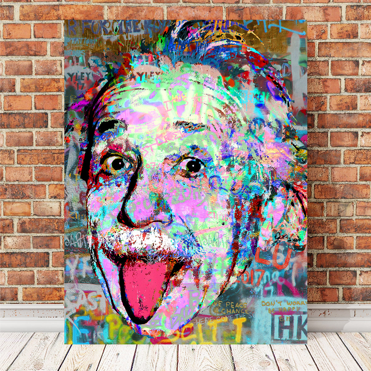 Stunning Einstein Heavy Graffiti Wall Art by Stephen Chambers