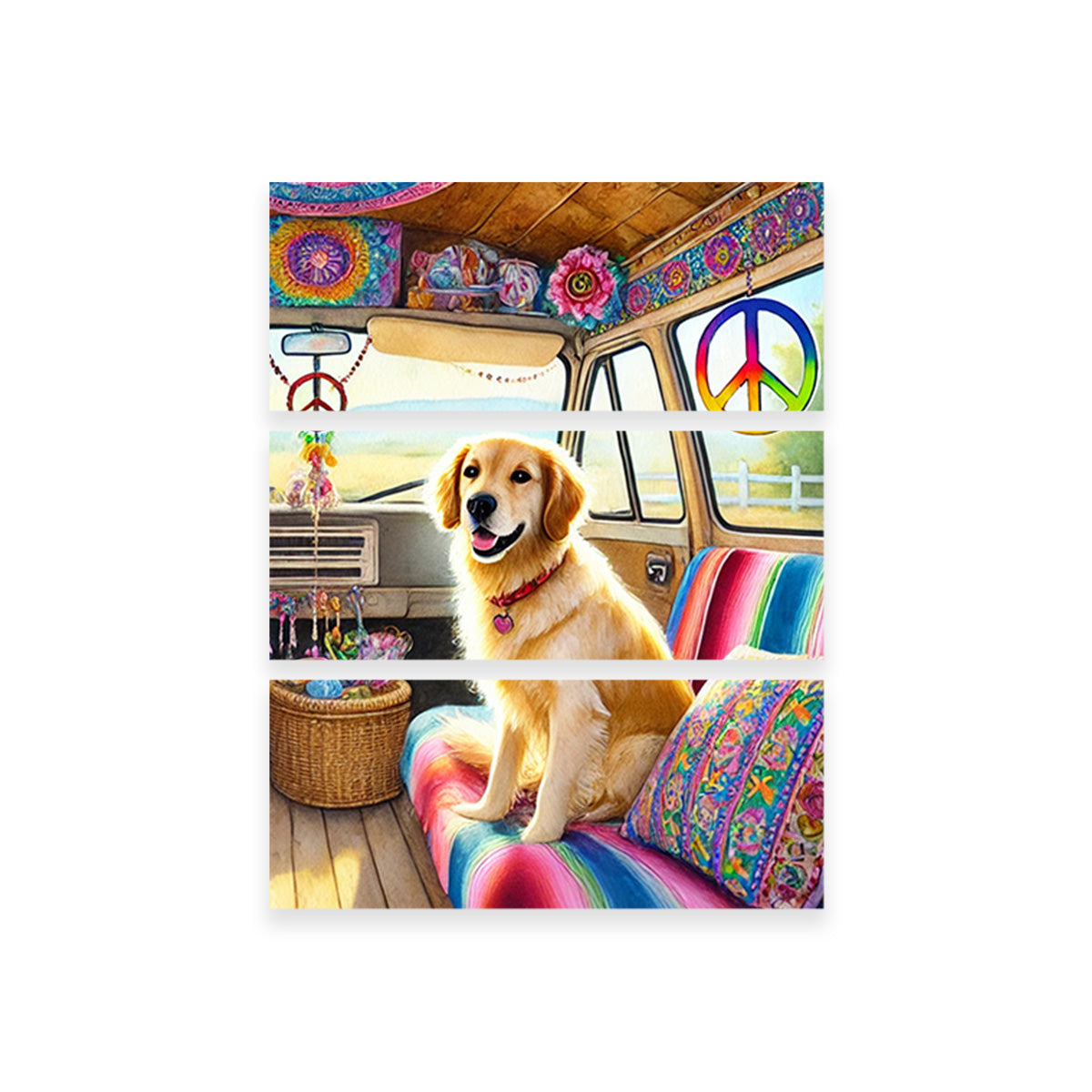 Chic Hippie Dog Wall Art for Trendy Home Decor