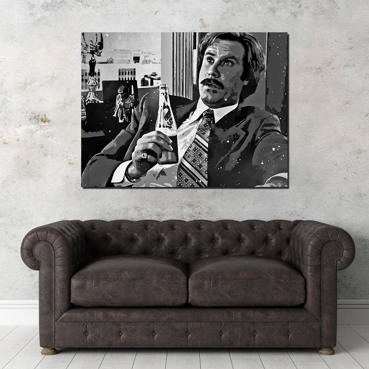 Ron Burgundy Stylish Grayscale Wall Art for Stunning Decor