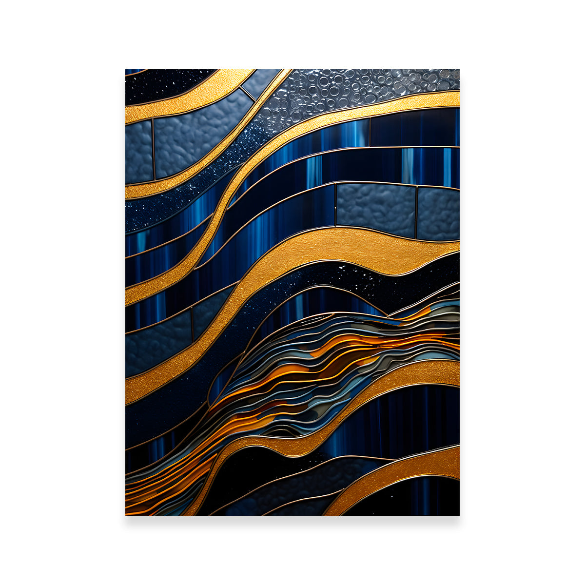 Stunning Abstract Blue Gold Shapes 18 Wall Art for Modern Decor