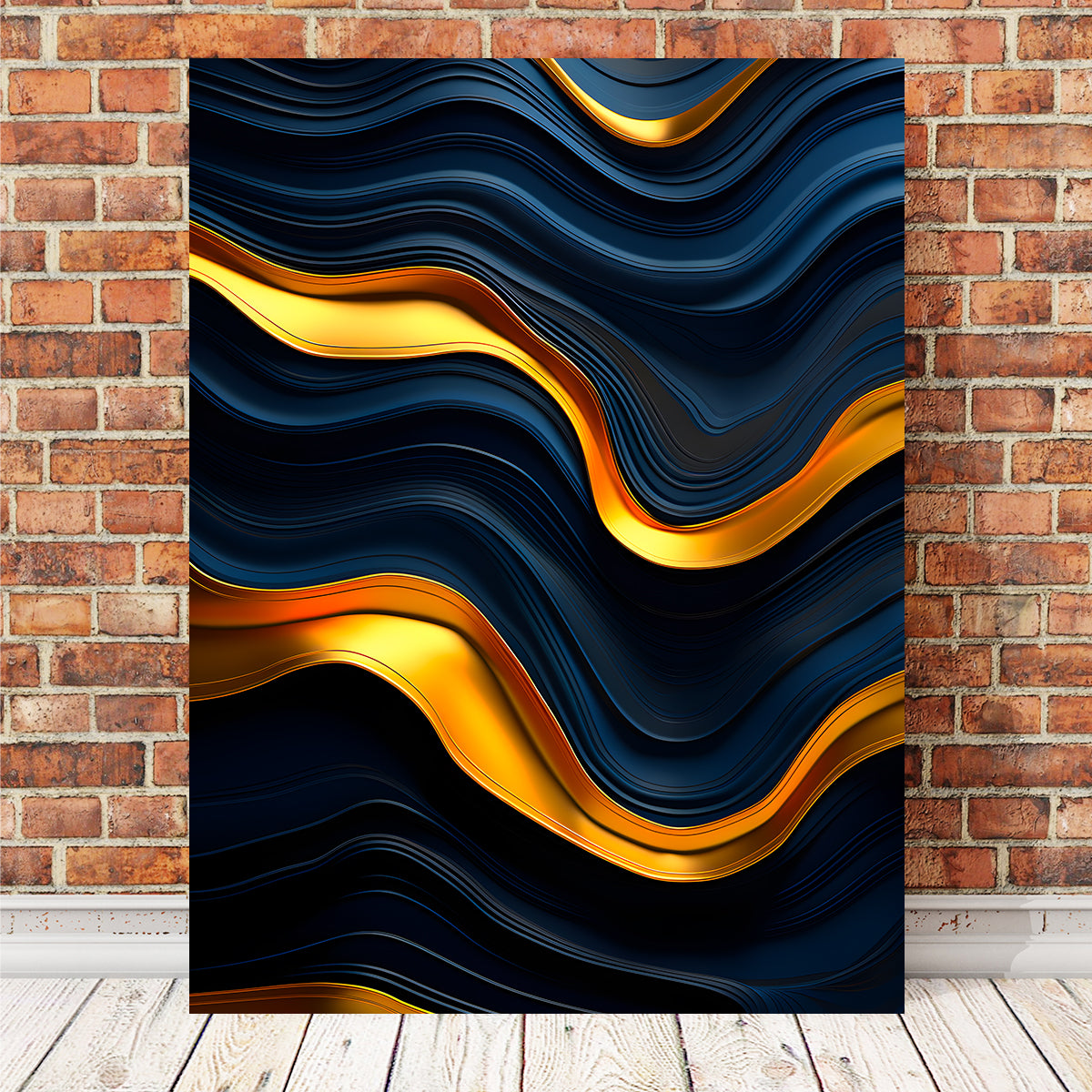 Stunning Abstract - Blue Gold Shapes 20 Wall Art for Modern Interiors