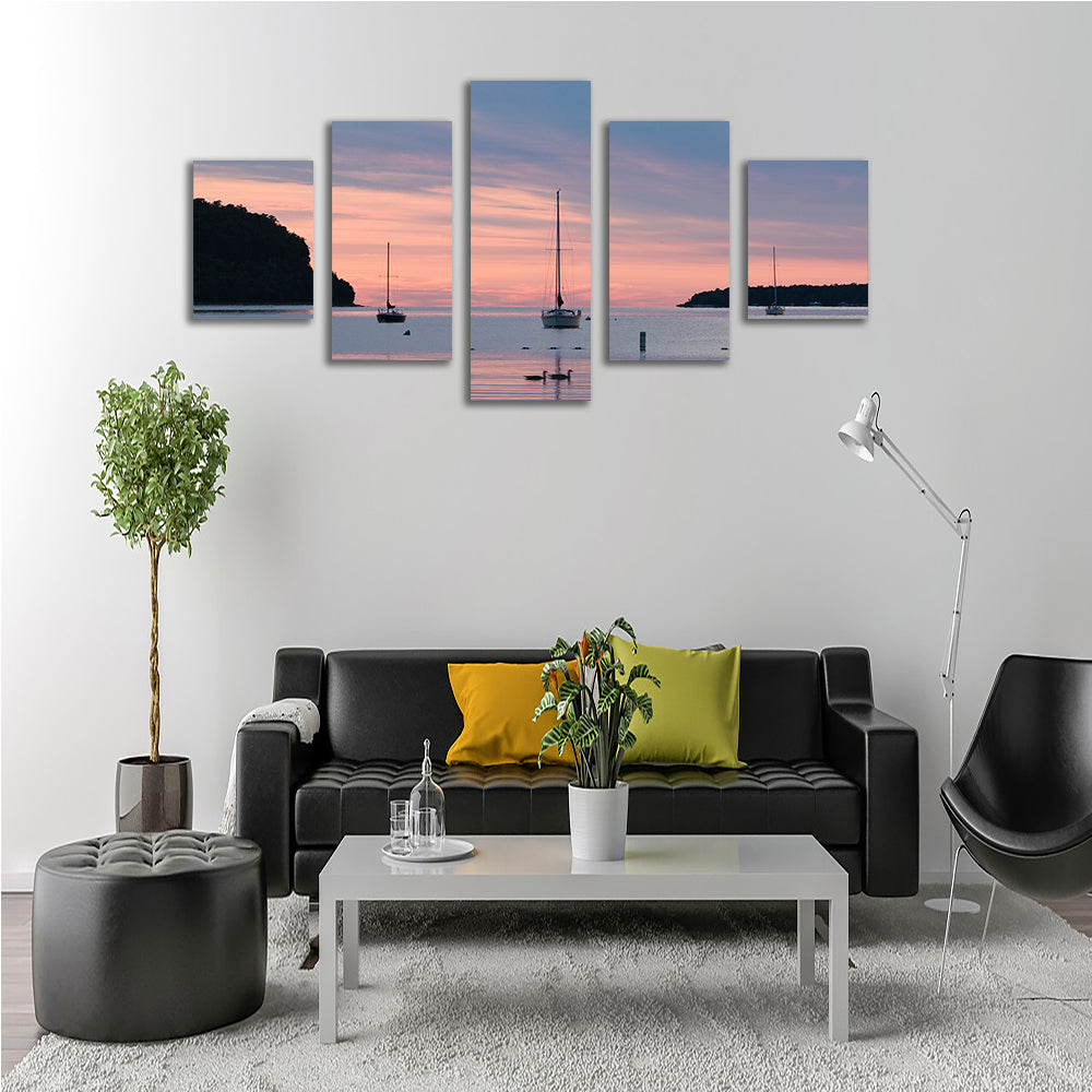 Stunning Sailboats At Sunset Wall Art for Door County Decor