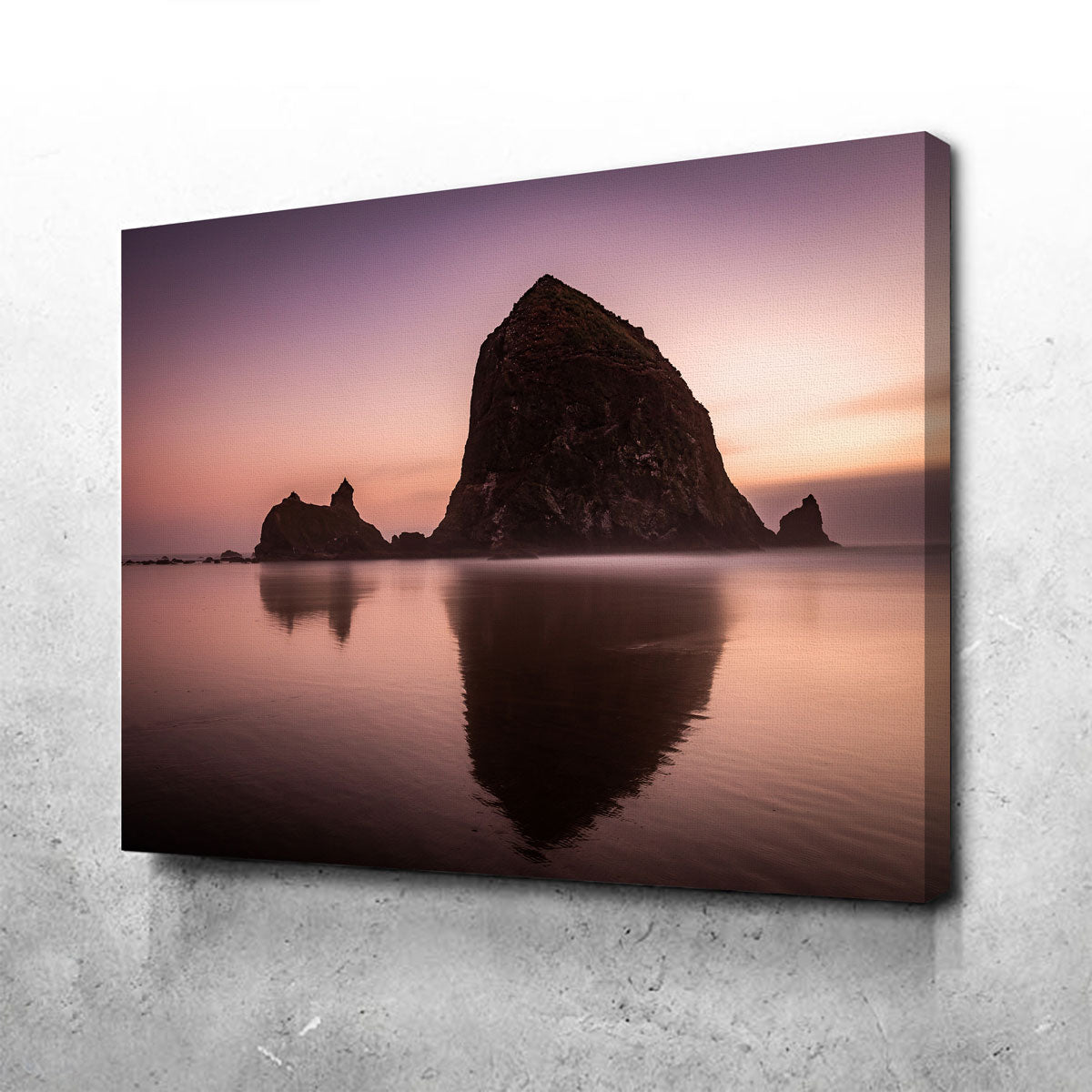 Exquisite Haystack Rock Wall Art - Handmade Canvas with Sustainable Pine Frames