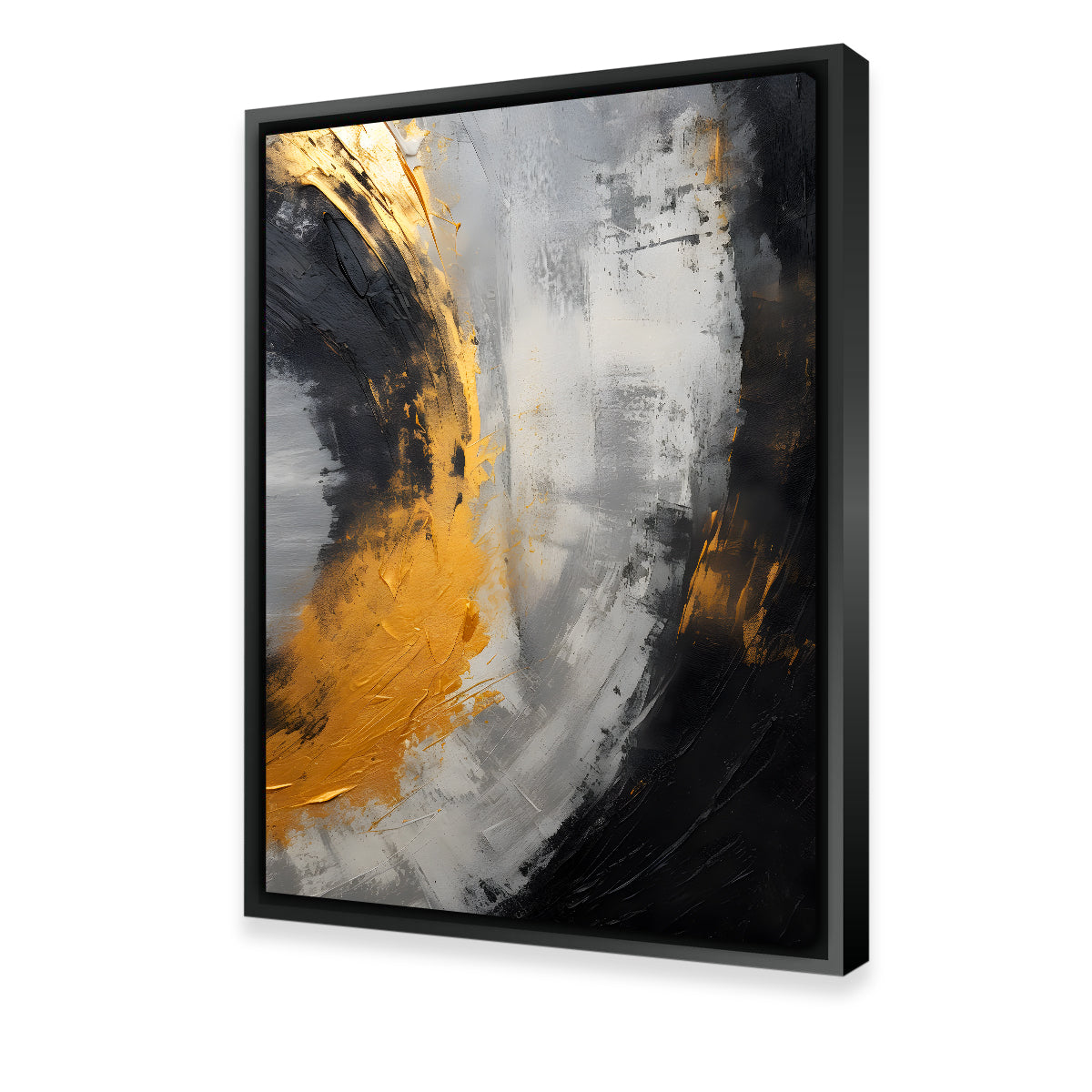 Stunning Abstract - Black Gold Shapes 1 Wall Art for Modern Interiors