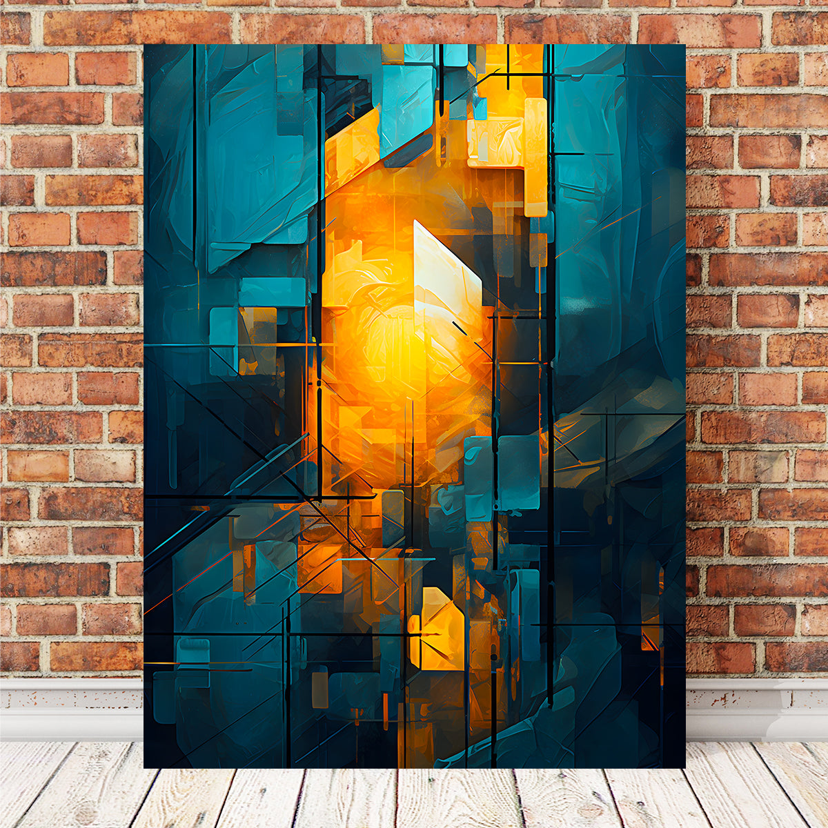 Eye - catching Abstract Blue Orange Shapes 26 Wall Art for Modern Decor