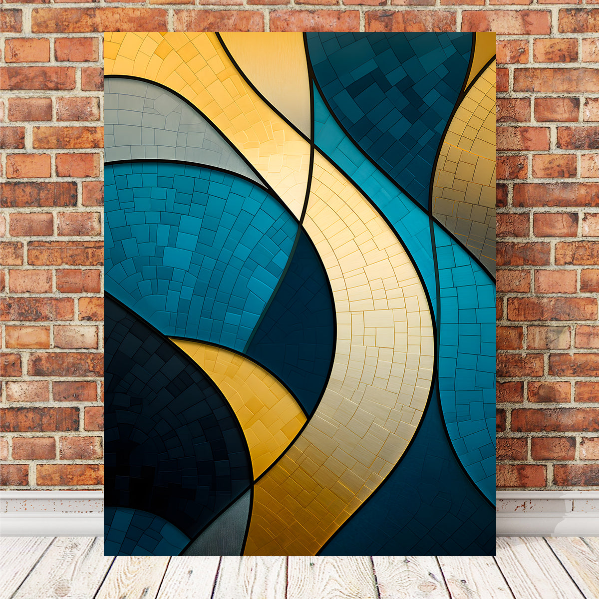Stunning Abstract Blue Gold Waves 36 Wall Art for Modern Decor