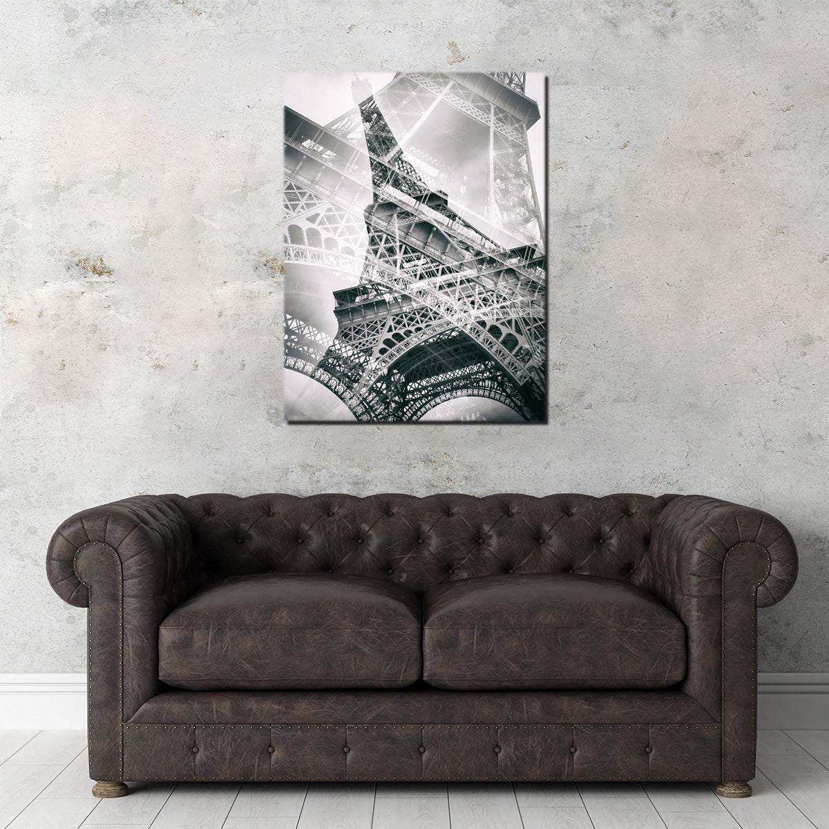 Stunning Eiffel Tower Double Exposure Wall Art for a Captivating Home Decor