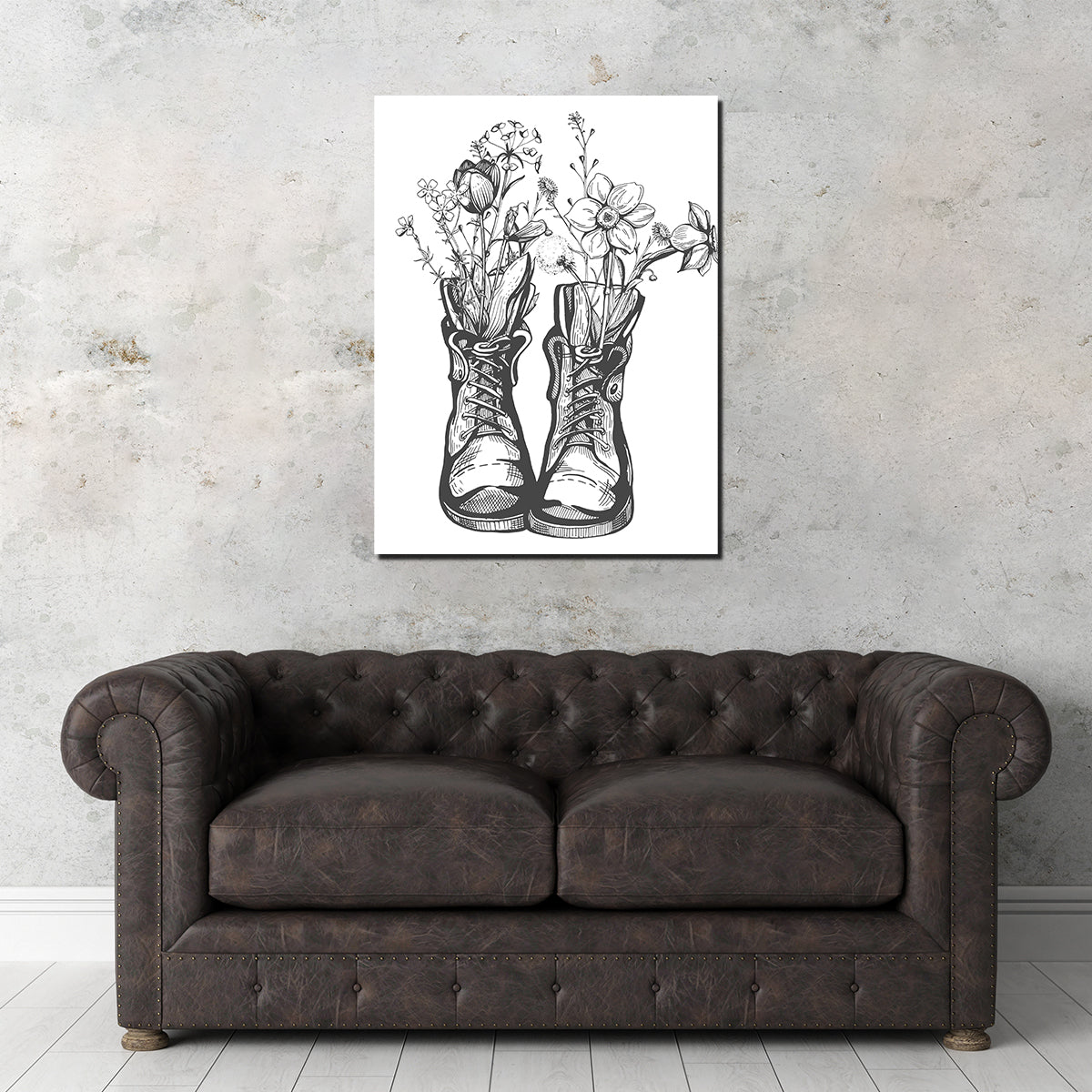 Stunning Boots & Wild Flowers Wall Art for Your Home Decor