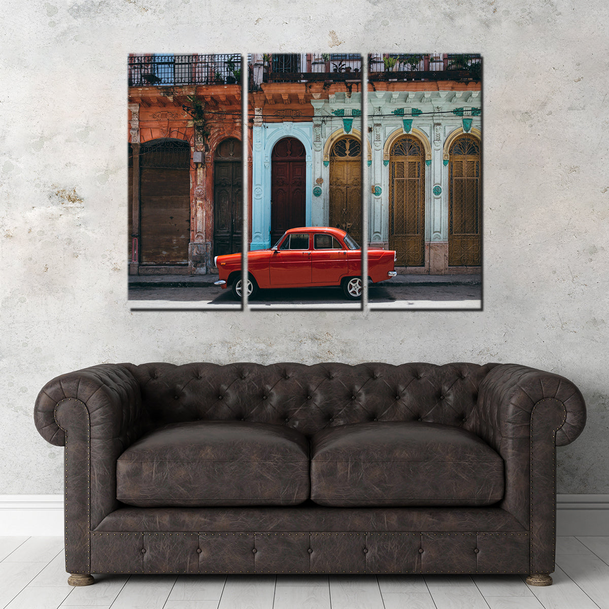 Stunning Red Car in Cuba Wall Art - Ideal for Home Decor