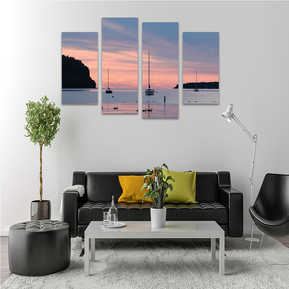 Stunning Sailboats At Sunset Wall Art for Door County Decor