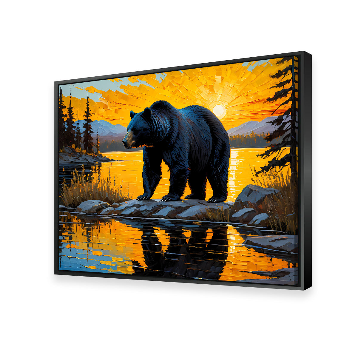 Stunning Black Bear Sunset Wall Art for Home Decor