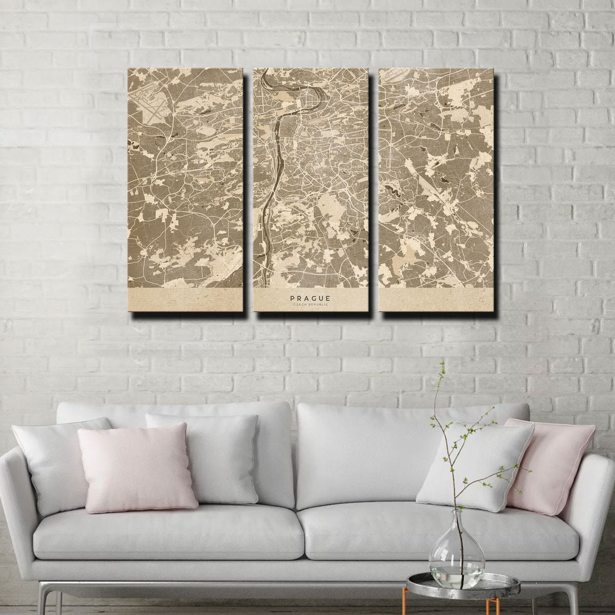 Prague Map Wall Art - Stunning Handmade Canvas Print