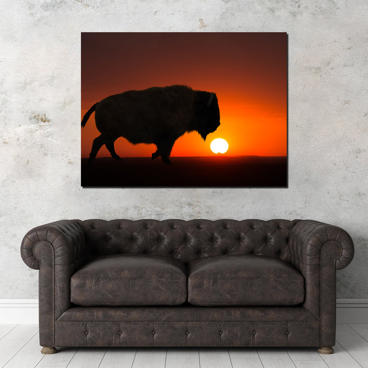 Stunning Bison at Sunset Wall Art for Your Home Decor