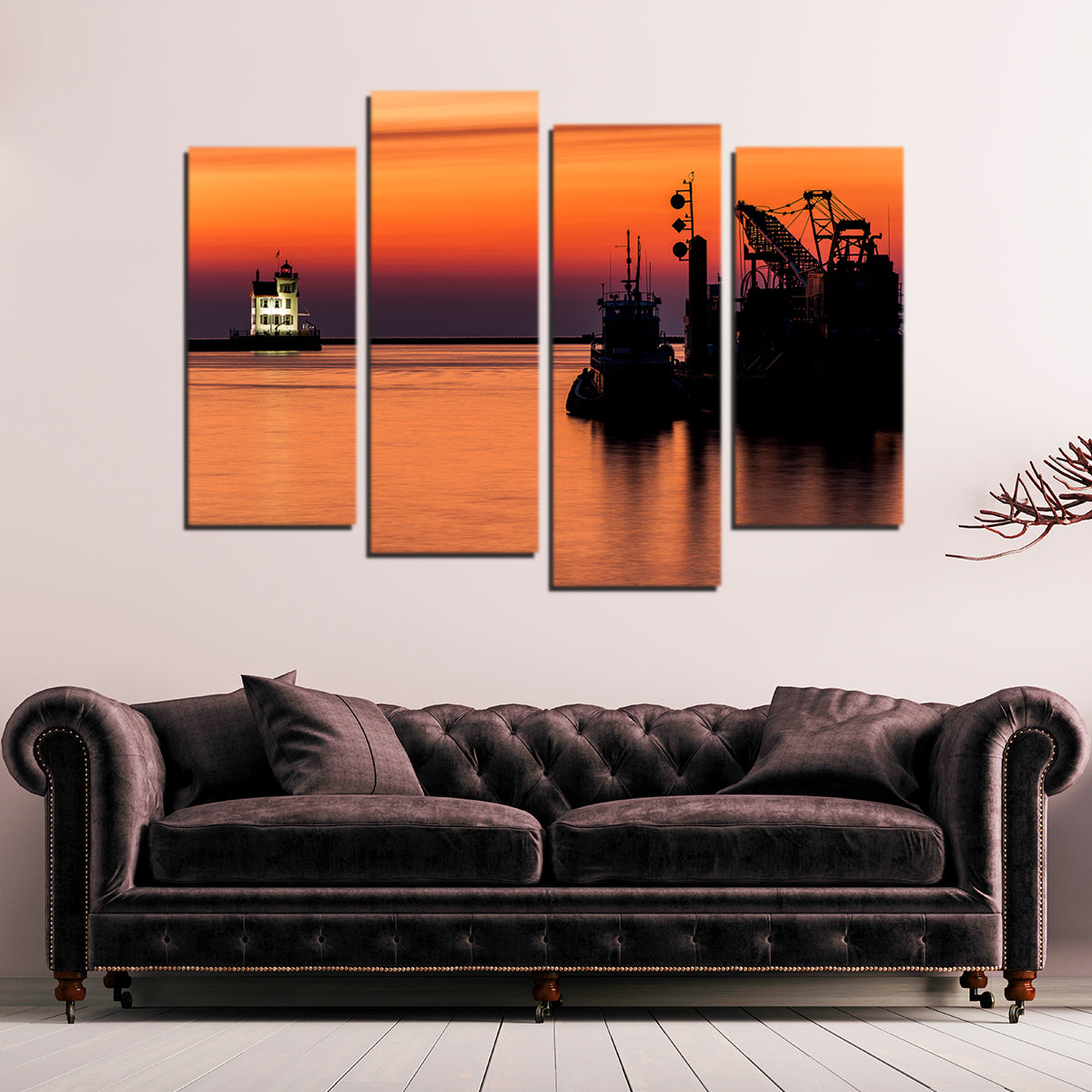 Breathtaking Lorain Harbor Lighthouse Sunset Wall Art for Stunning Home Decor