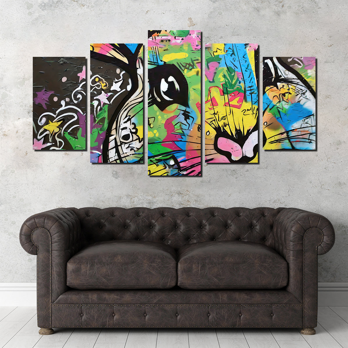 Eye - catching Rabbit Graffiti Wall Art by Stephen Chambers