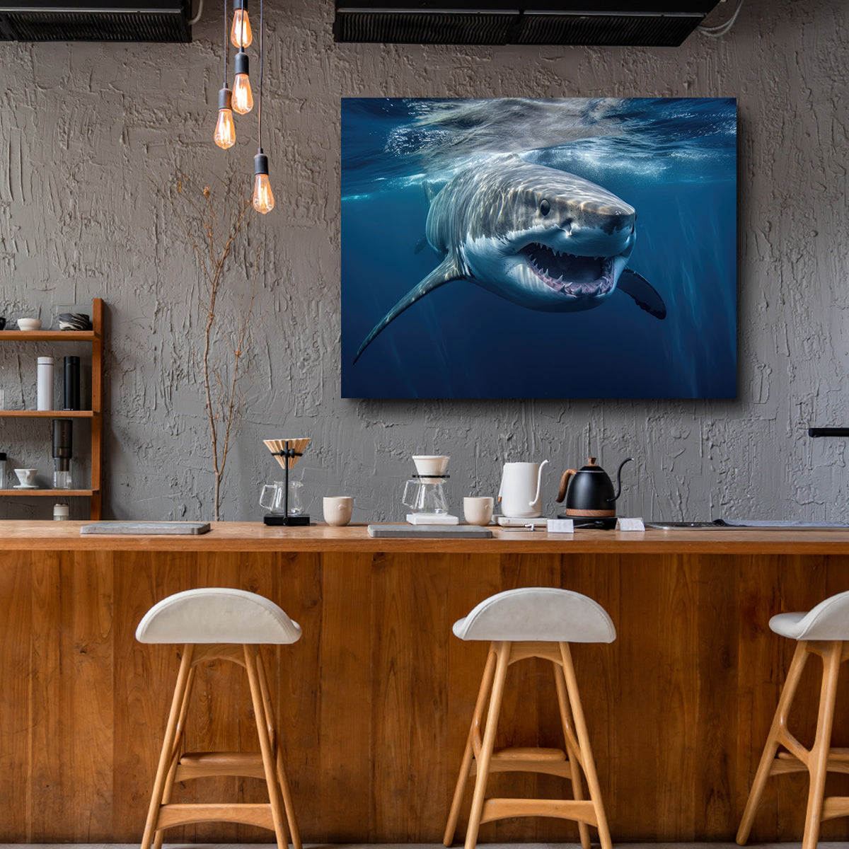 Stunning Great White Close - up Wall Art for Striking Home Decor