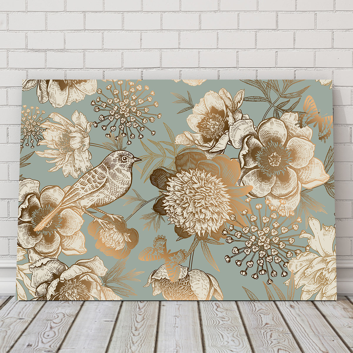 Exquisite Golden Flowers Pattern Wall Art for Stunning Home Decor