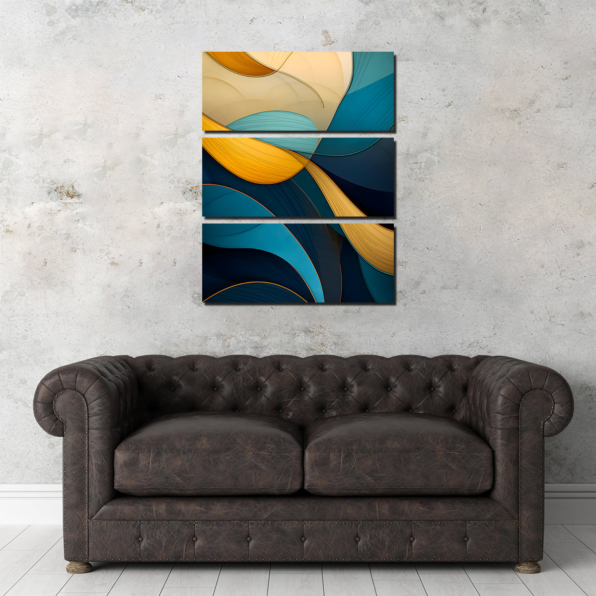 Stunning Abstract - Blue Gold Waves 37 Wall Art for Modern Interiors