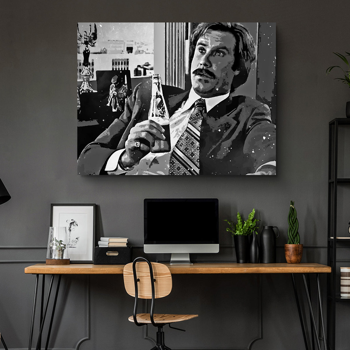 Ron Burgundy Stylish Grayscale Wall Art for Stunning Decor
