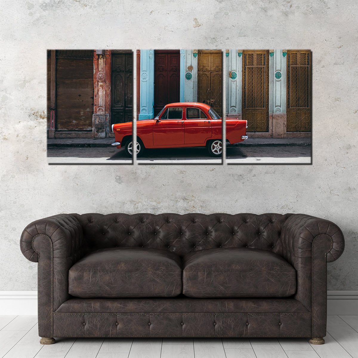 Stunning Red Car in Cuba Wall Art - Ideal for Home Decor