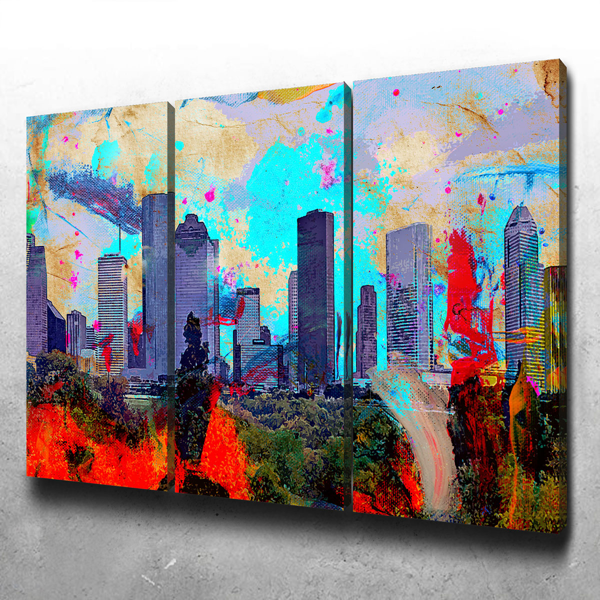 Stunning Abstract Houston Skyline Wall Art for Striking Home Decor