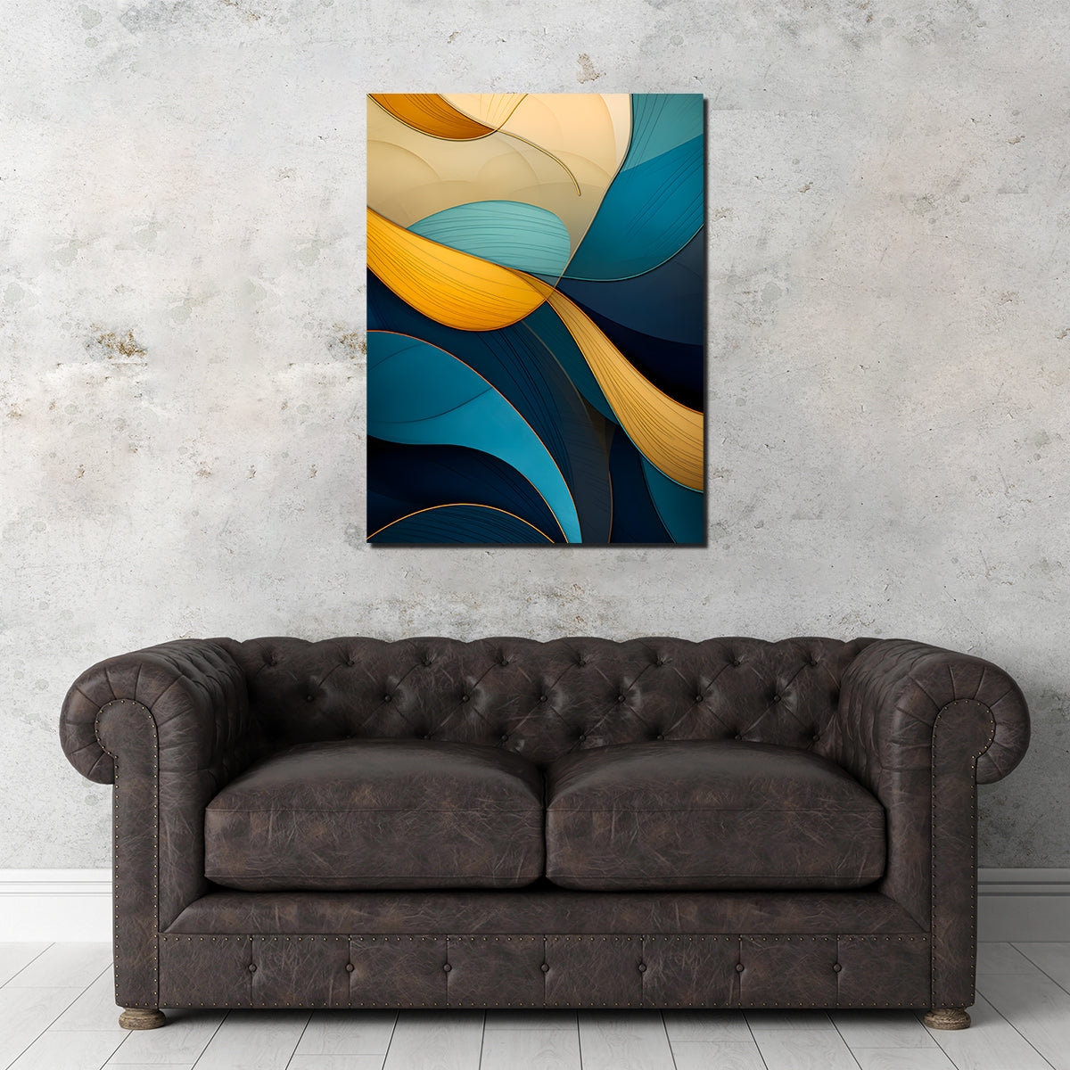 Stunning Abstract - Blue Gold Waves 37 Wall Art for Modern Interiors
