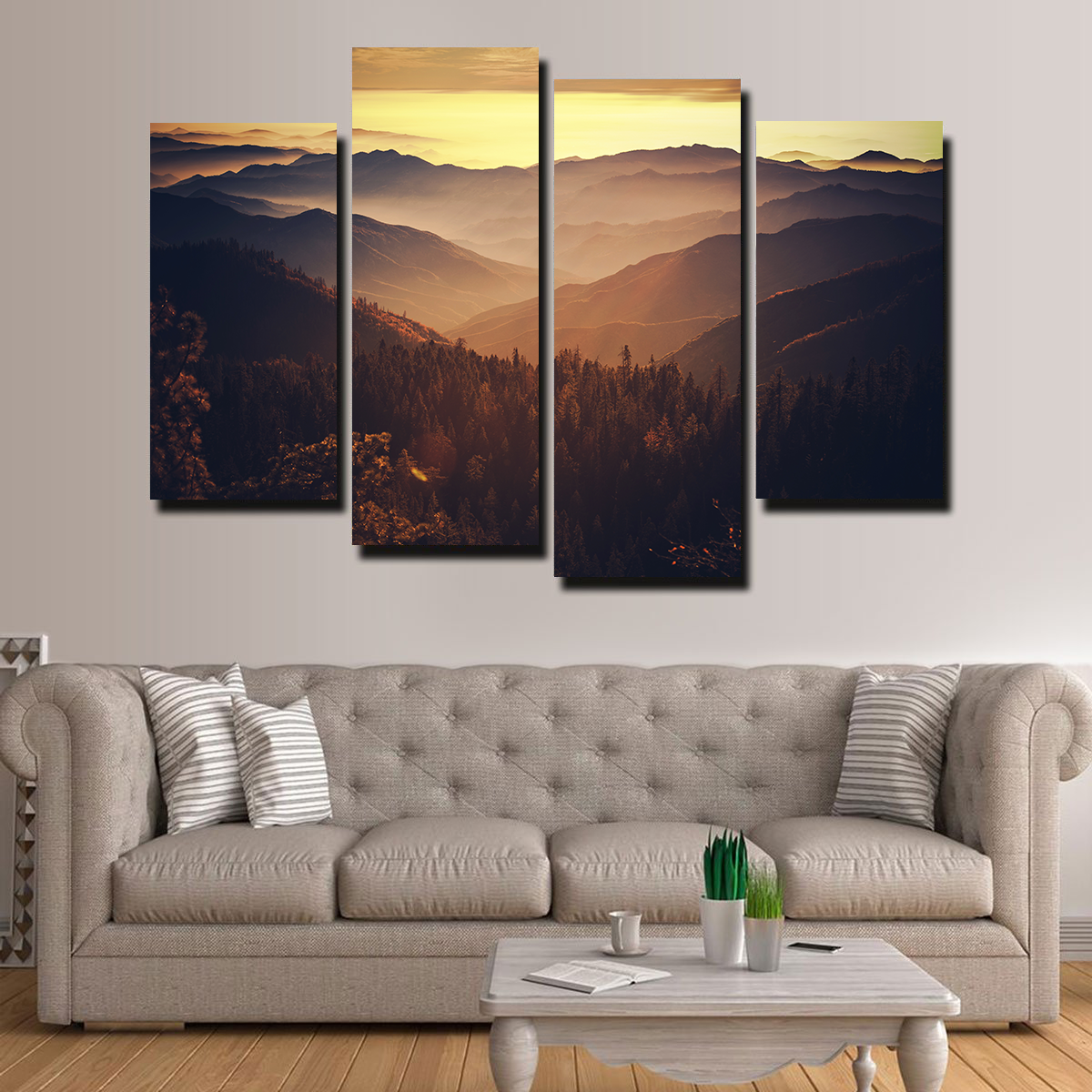 Breathtaking Scenic Sunset Wall Art of Sierra Nevada Mountains