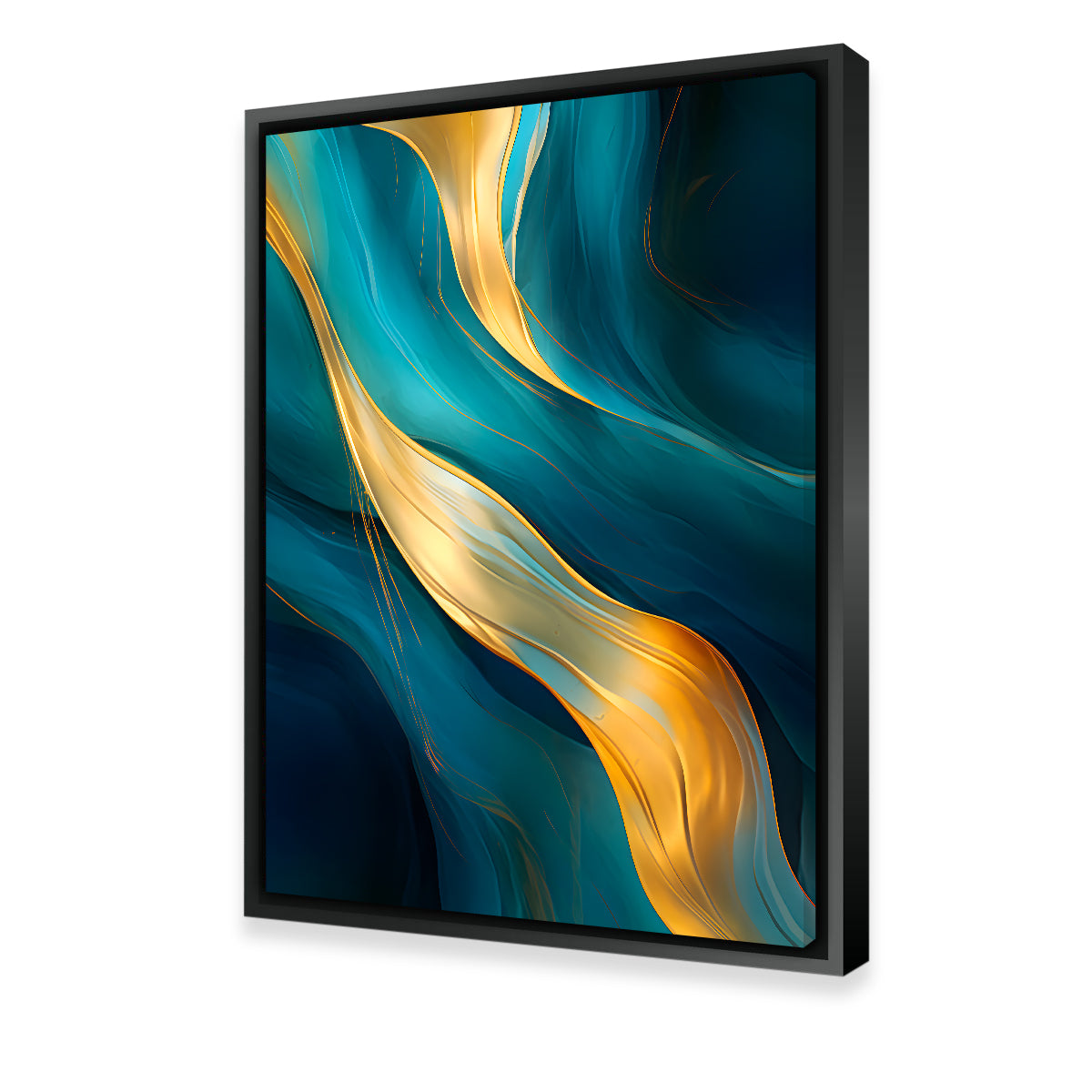 Stunning Abstract - Blue Gold Waves 12 Wall Art for Modern Interiors