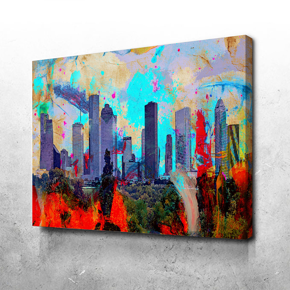 Stunning Abstract Houston Skyline Wall Art for Striking Home Decor