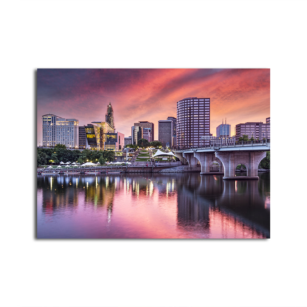 Stunning Hartford Skyline Wall Art - Museum Quality Canvas Print