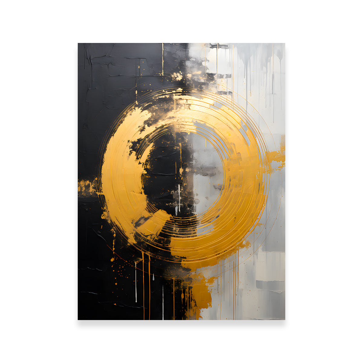 Stunning Abstract - Black Gold Shapes 11 Wall Art for Modern Decor