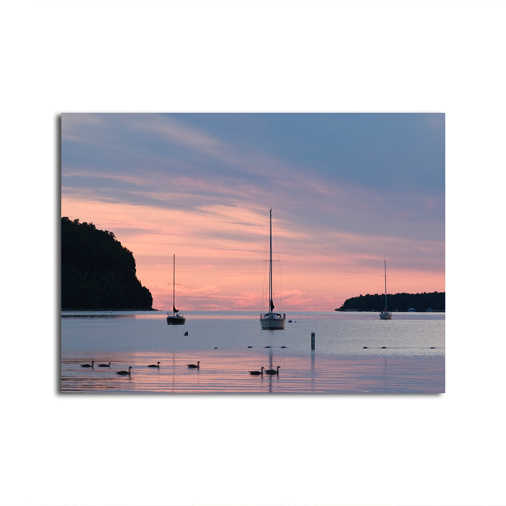 Stunning Sailboats At Sunset Wall Art for Door County Decor
